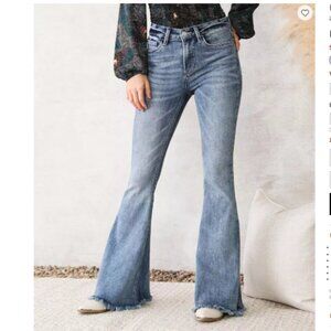 Vervet Los Angeles High Rise Super Flare Frayed Hem Stretch Jeans size 28